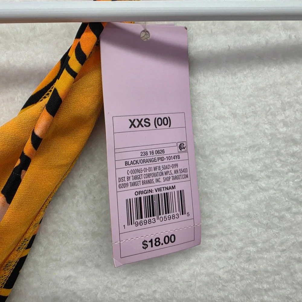 Wild Fable Tiger Print Bikini Bottoms Orange Black Side Tie Extra‎ Cheeky XXS 00
